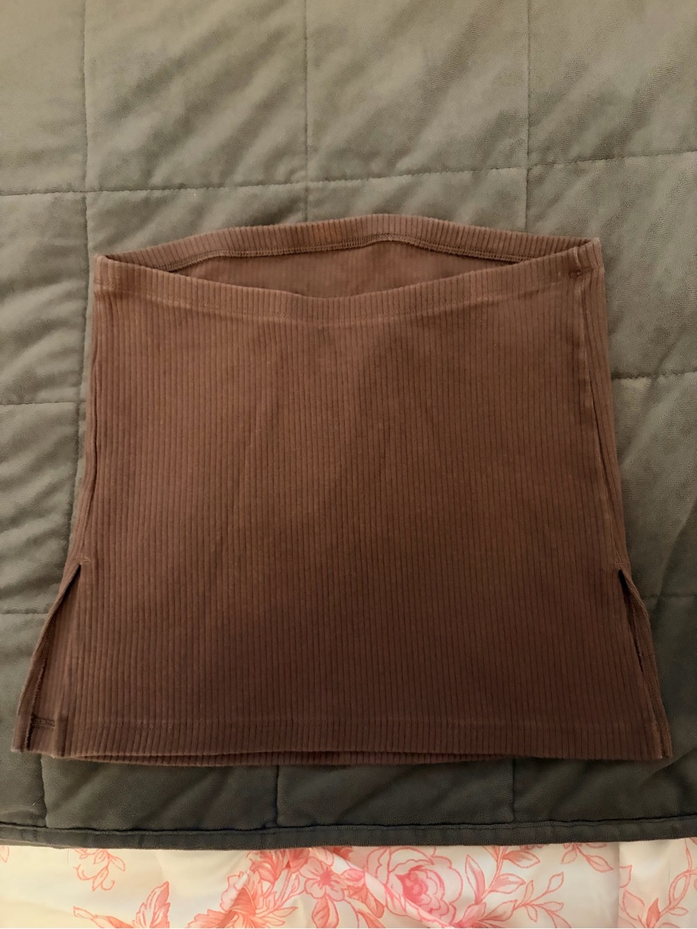 Brown Ribbed Tube Top - Picture 2 of 2